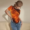 thumbnail image 3 of Hirioo Fiery Orange Flames Energy for Women's Round Neck Short-sleeved Onesie Basic Bodysuits-Large, 3 of 7