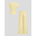 thumbnail image 2 of Women's Short Sleeve Slim Fit Top & Drawstring Wide Leg Pants Elegant 2 Piece Outfit Set, 2 of 8