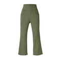 thumbnail image 5 of Tisuna Casual Pants For Little Girls Solid Color Elastic Waist Flare Leg Trousers Thermal Warm Big Kids Autumn Winter Stretchy Yoga Pants Army Green Size 5-6 Years, 5 of 8