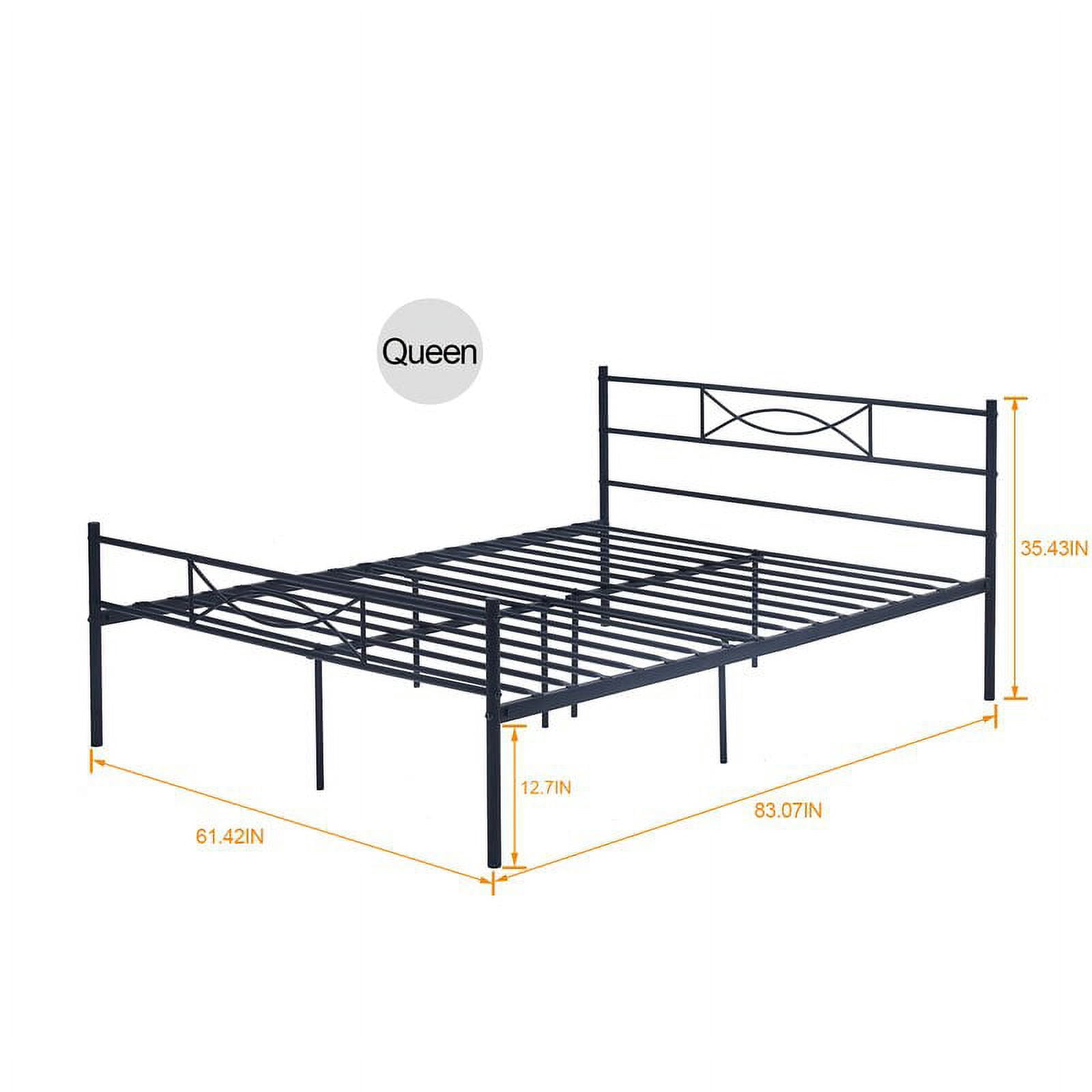 Yoneston Metal Queen Platform Bed Frame with Bowknot Headboard & Footboard, Black