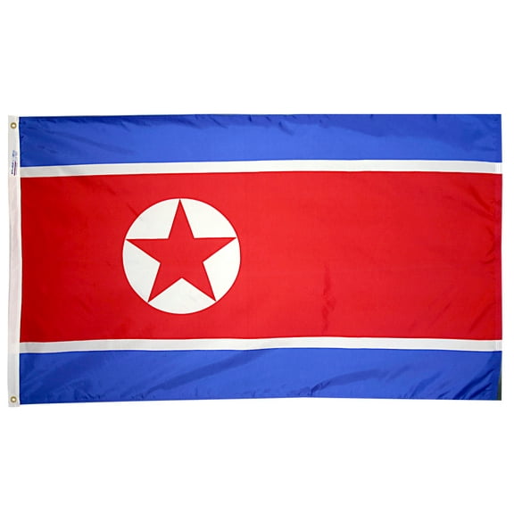 North Korea Flag 5x8 ft. Nylon Official United Nations Design Specifications.