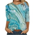 thumbnail image 1 of Birdeem T-Shirt Décontracté à Manches 3/4 Mi-Longues Imprimé pour Femmes Printemps Col Rond, 1 of 12