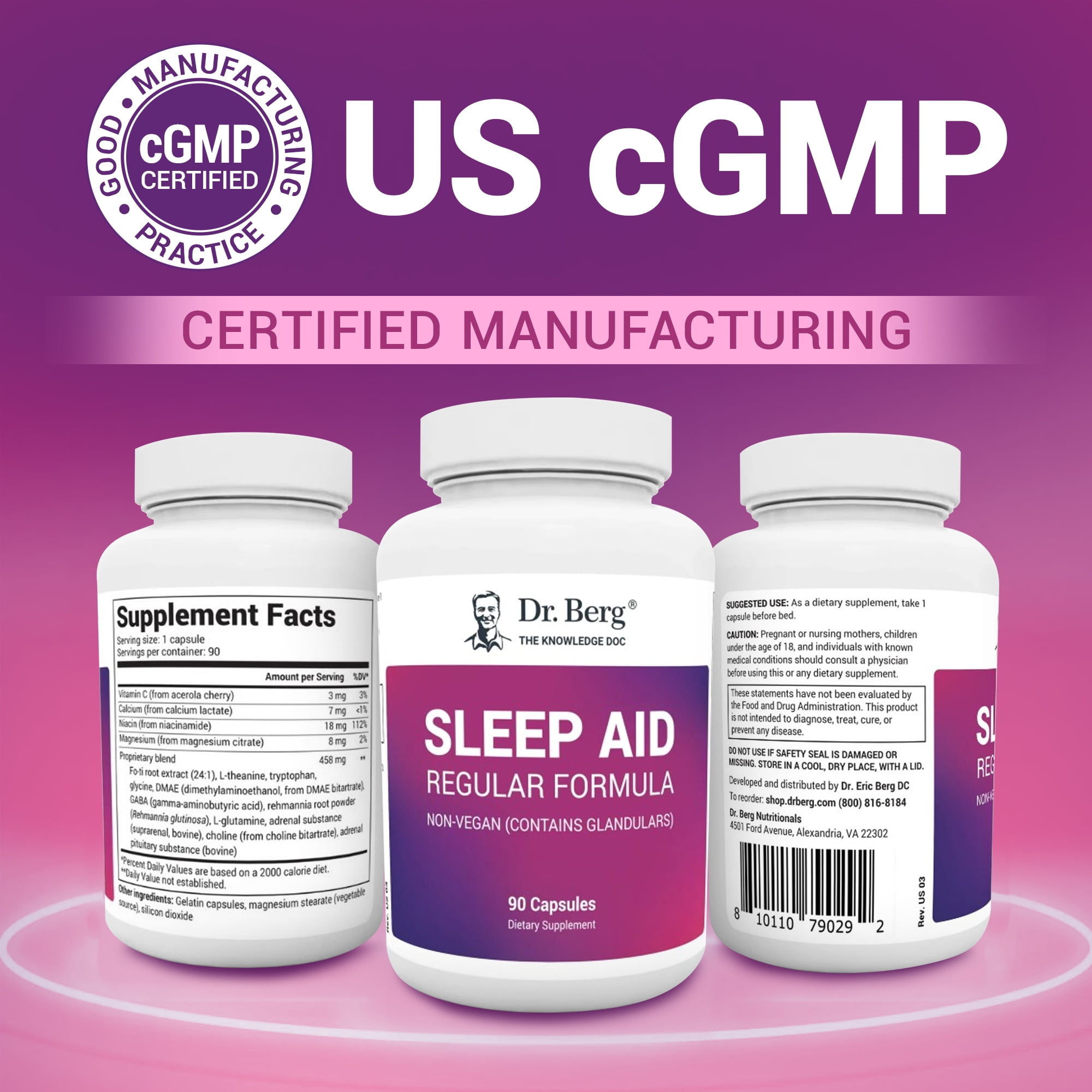 Dr. Berg Sleep Aid Regular Formula Non-Vegan 90 Capsules