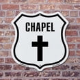 thumbnail image 4 of Chapel (2 Pack) 18 inch X 18 inch Shield Shaped Commercial Grade Plastic Signs Weather Resistant Made in the USA, 4 of 6