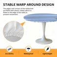 thumbnail image 2 of Elastic Fitted Round Tablecloth, Blue Ombre Striped Daisy Waterproof Stretch Table Cover for 36"-44" Tables, Vintage Flowers Abstract Art Washable Outdoor Tablecloths for Patio, Picnic, Camping, 2 of 9