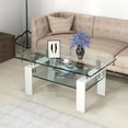 thumbnail image 3 of Costway Rectangle Glass Coffee Table Metal Legs End Table Livingroom White, 3 of 10