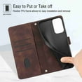 thumbnail image 3 of Dteck Wallet Case for Samsung A13 5G, Emboss Pattern Shockproof PU Leather Flip Protective Case with Adjustable Shoulder Strap for Galaxy A13 5G, Brown, 3 of 6