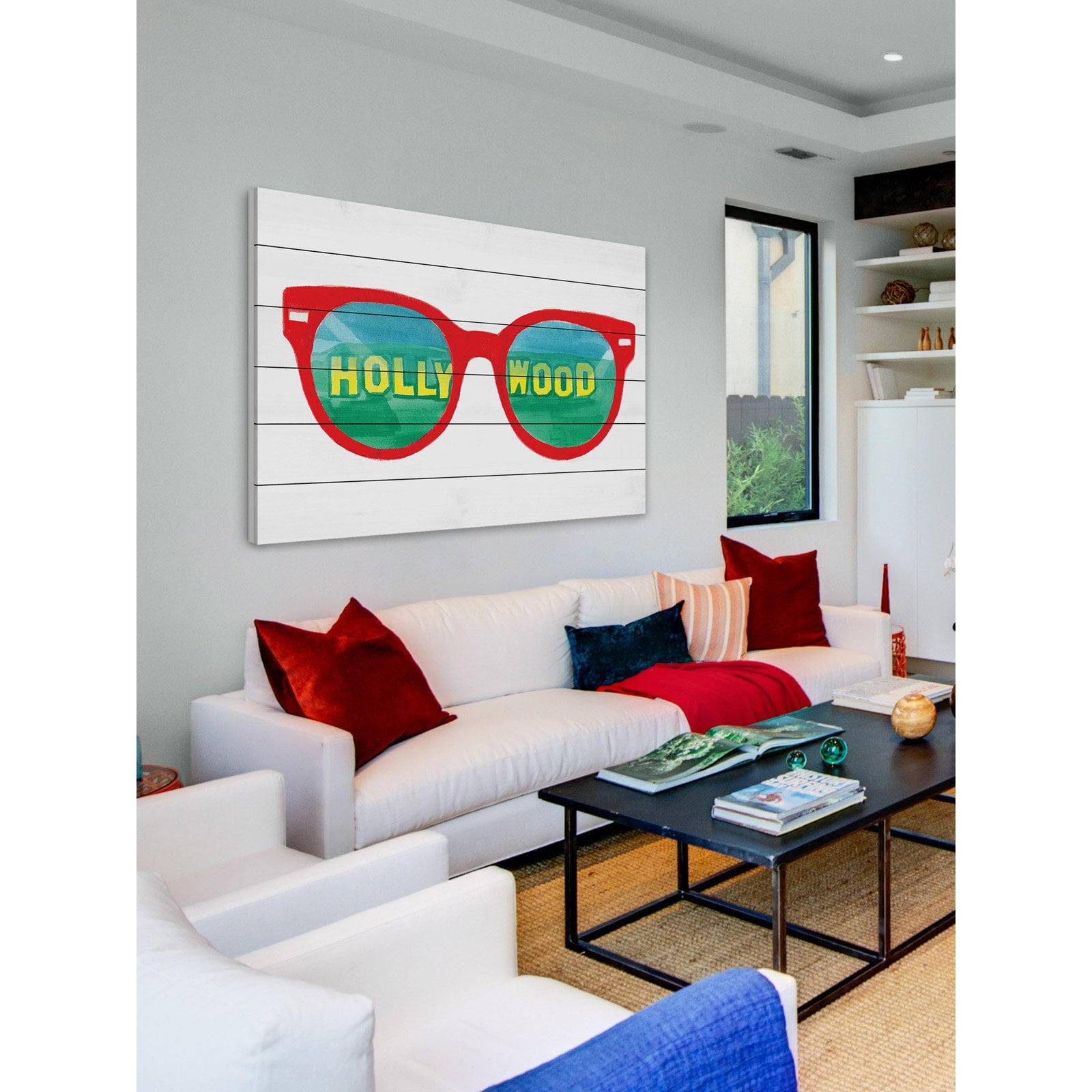 Marmont Hill "Hollywood Glasses" By Molly Rosner Painting Art Print On White Wood, 45.0" x 1.5"