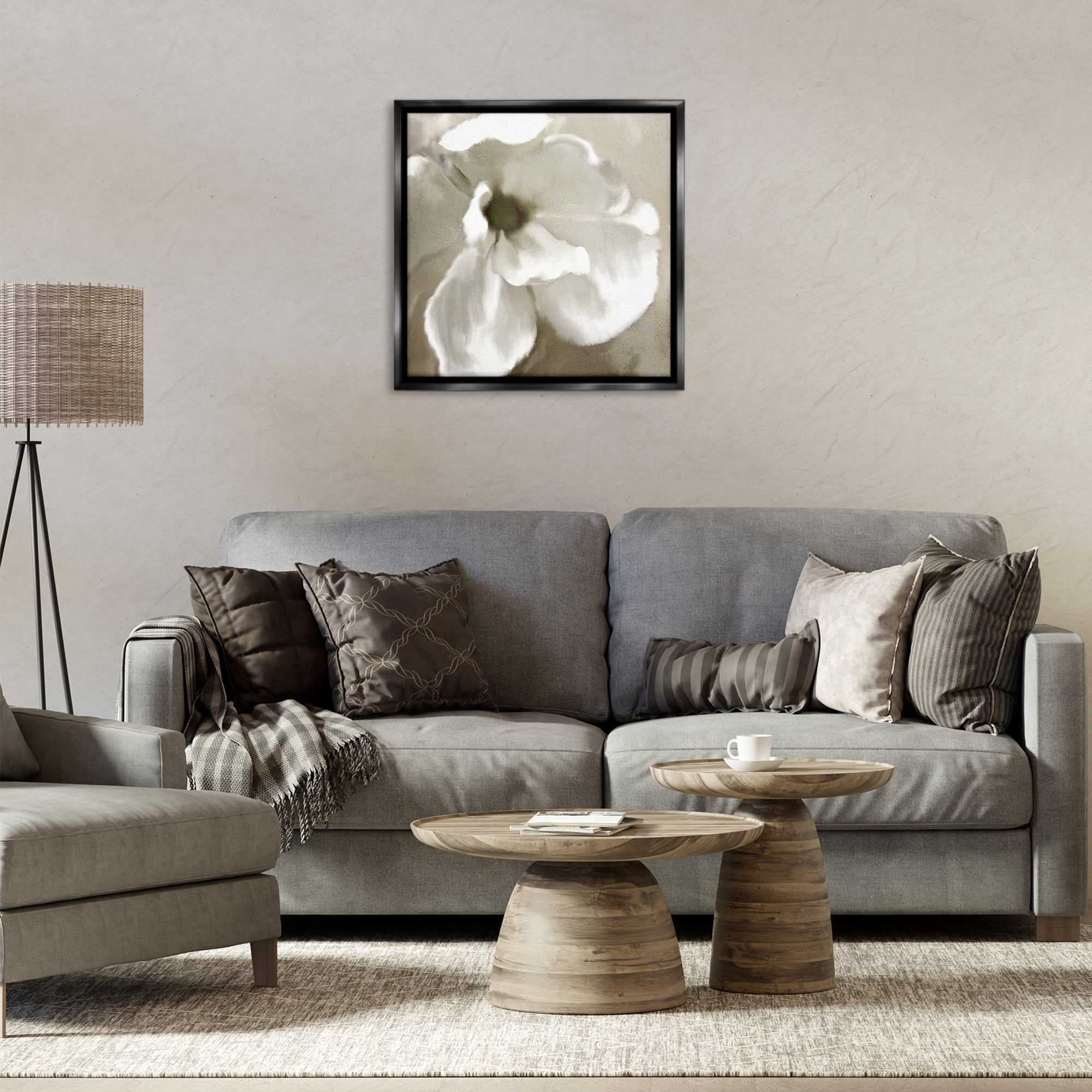 Stupell Industries Blooming Magnolia Petals Plants & Flowers Painting Black Floater Framed Canvas Art Print Wall Art, 25 x 25