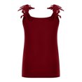 thumbnail image 5 of Women's Deep V Neck Tank Tops Sexy Lace Floral Spaghetti Strap Cami Shirts Summer Slim Fitting Basic Solid Blouses 2025 Fashion Going Out Outfits(Wine,XXL), 5 of 8