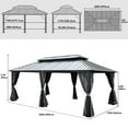thumbnail image 2 of Dextrus Double Roof Hardtop Gazebo, Heavy Duty Hardtop with Netting and Curtains, Outdoor Galvanized Steel Combined of Vertical Stripes Roof for Patio, Backyard, Deck, Lawns-12x20ft, Gray, 2 of 5