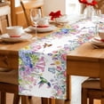 thumbnail image 5 of Watercolor Flowers Table Runner - 72 Inch Long Spring Hummingbird Butterflly Floral Cotton and Linen Blended Dress Scarves Farmhouse Table Runner for Kitchen Dining, Coffee Table, 13" x 72", 5 of 8