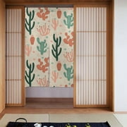 XMXT Japanese Noren Doorway Room Divider Curtain,Colorful Cactus Design Restaurant Closet Door Entrance Kitchen Curtains, 34 x 56 inches