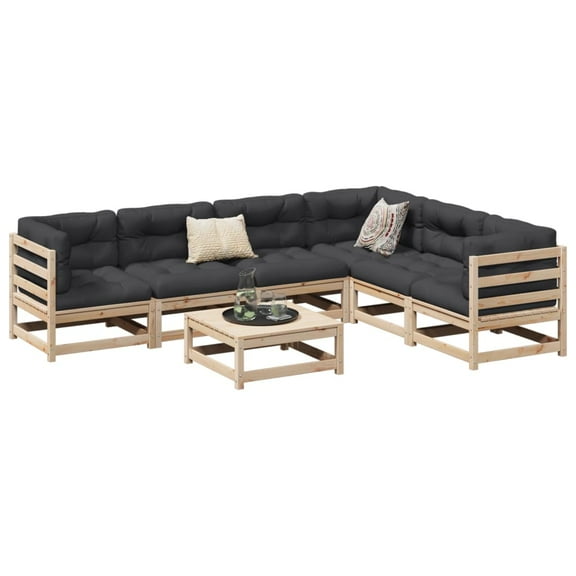 vidaXL 7 Piece Patio Sofa Set Solid Wood Pine