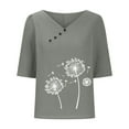 thumbnail image 5 of Baikeli Womens Shirts Casual Clearance Women's 3/4 Length Sleeve Tops 2024 Summer Daily Pullover Casual Dandelion Print T-Shirts Loose V Neck Blouses Womans Trendy Summer Top 2024, 5 of 6