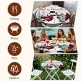 thumbnail image 7 of Beige Christmas Round Tablecloth, Fitted Table Cover with Elastic for 55"-60" Round Tables, Snowman Plaid Xmas Tree Winter Snowflake Table Cloth Outdoor Indoor Dinning Party Waterproof Tablecloths, 7 of 7