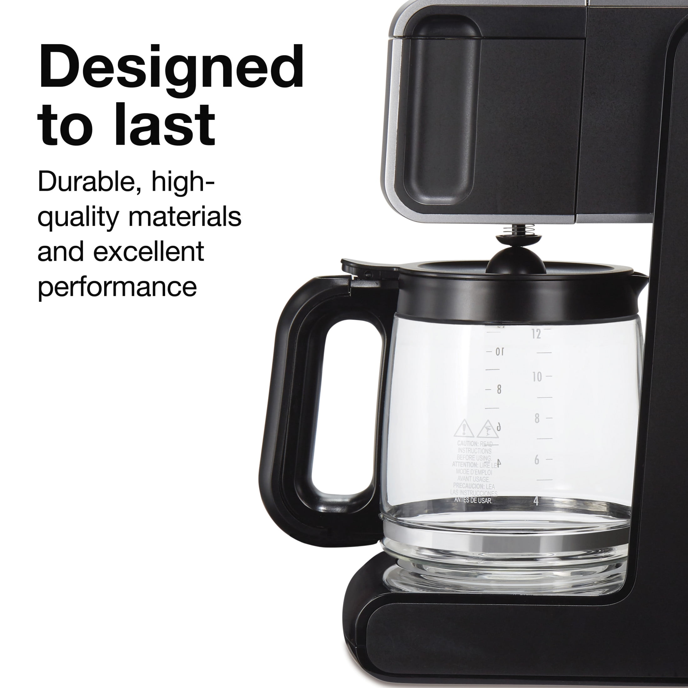 Proctor Silex Front Fill 12-Cup Programmable Drip Coffee Maker Machine with Glass Coffee Pot, Cafetera, Black