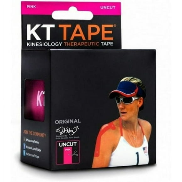 KT Tape Original Cotton Elastic Kinesiology Therapeutic Athletic Tape, 16 Ft, Uncut Roll, Pink