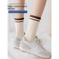 thumbnail image 5 of Calcetines de mujer Otoño e Invierno Calcetines largos hasta la mitad de la pantorrilla Tendencia de rayas simples Cientos de calcetines deportivos Calcetines de algodón japonés, 5 of 5