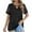 Black, variant on Lovskoo Summer Tops for Women Ladies Solid Short Sleeve O-neck Pullover Gauze Hollow Out Tops Shirts Blouse Black