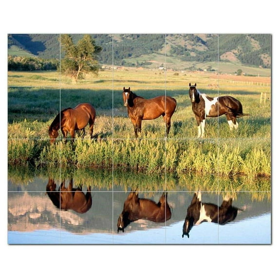 Horse Picture Ceramic Tile Mural Kitchen Backsplash Bathroom Shower, 405309-M54