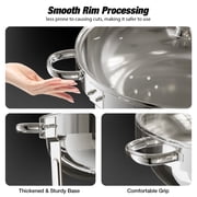 WARMOUNTS Round Chafing Dish Buffet Set 4 Pack, 5QT Buffet Chafe Warmer Set, Polished Stainless Steel Chafing Dish for Buffet with Glass Lid & Holder for Party Events, No Finger Cuts