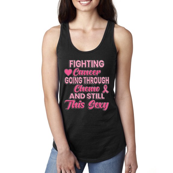 Wild Bobby, Fighting Cancer And Still Sexy, Breast Cancer Awareness, Women Racerback Tank Top, Black, Small