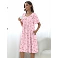 thumbnail image 3 of MINTREUS Nightgown Short Sleeve for Women Sleepwear V Neck Nightshirt House Dress with Pockets, 3 of 7