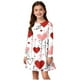 thumbnail image 1 of Vestido de manga larga con cuello redondo para niñas, vestido elástico de manga larga, corte A, estilo patinador con volantes, vestido de recital escolar, vestido de manga larga con cuello redondo par, 1 of 6