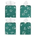 thumbnail image 2 of Lsque teal green paw Printed Tissue Box Cover Holder, Facial Paper Organizer Dispenser,Square with Bottom Belt, PVC Leather Decorative Organizer, 2 of 7