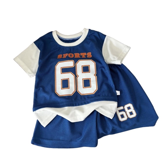 Ugoldhm Infant & Little Boys Sports Jersey with Number 68 Print & Shorts Set, Athletic Casual Set (6M-10Y)