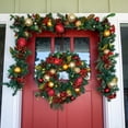 thumbnail image 4 of 30 in. Lighted Christmas Wreath - Scarlet Hydrangea, 4 of 6
