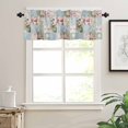 thumbnail image 7 of Pink Rose Kitchen Curtains Valance and Tier Set 3 Pieces,Blue Splicing Farmhouse Vintage Textures Small Window Curtains Set, 24 Inches Length Rod Pocket Short Window Treatment Tiers For Bathroom Cafe, 7 of 7