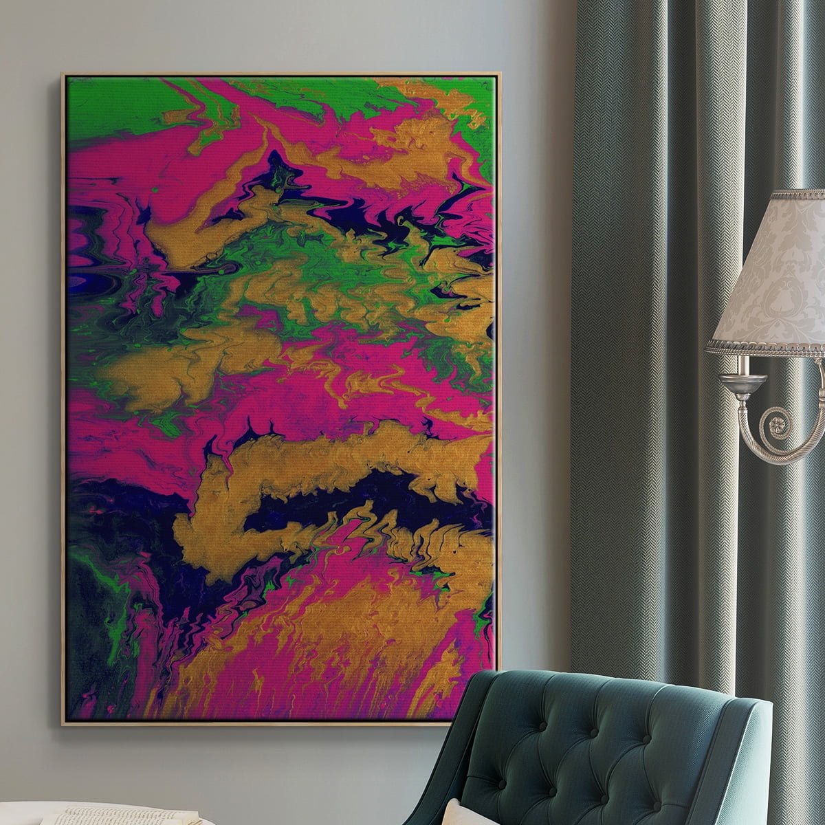 M48 Framed Premium Gallery Wrapped Canvas - Ready to Hang - 27 x 41 - Natural Wood Floating Frame