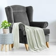 thumbnail image 6 of Americanflat 50x60 Throw Blanket, 100% Cotton with Fringe, Light Green and White Herringbone, all seasons blanket, 6 of 6