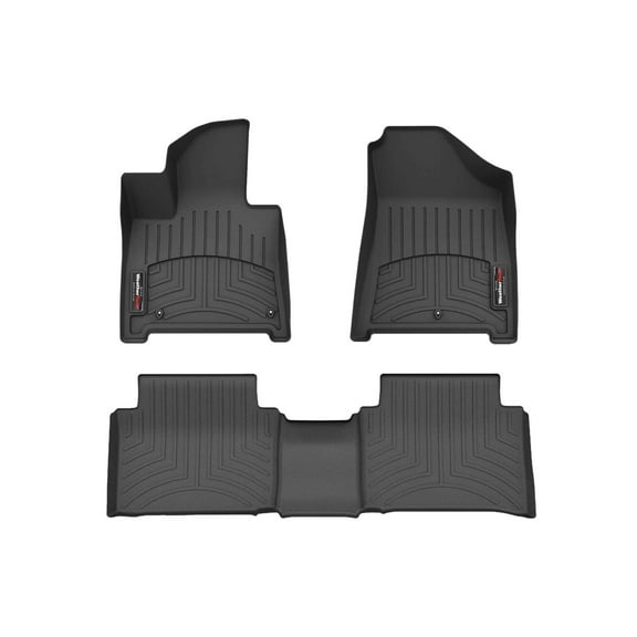 WeatherTech Custom Fit FloorLiners compatible with 2024-2026 Hyundai Santa Fe Hybrid - 1st & 2nd Row, Black