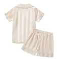 thumbnail image 4 of EHRWE Girls Pajamas Set Soft Toddler Boys Girls Short Sleeve Striped Print Tops T Shirt Shorts Casual Outfits For 2-3 Years, 4 of 5