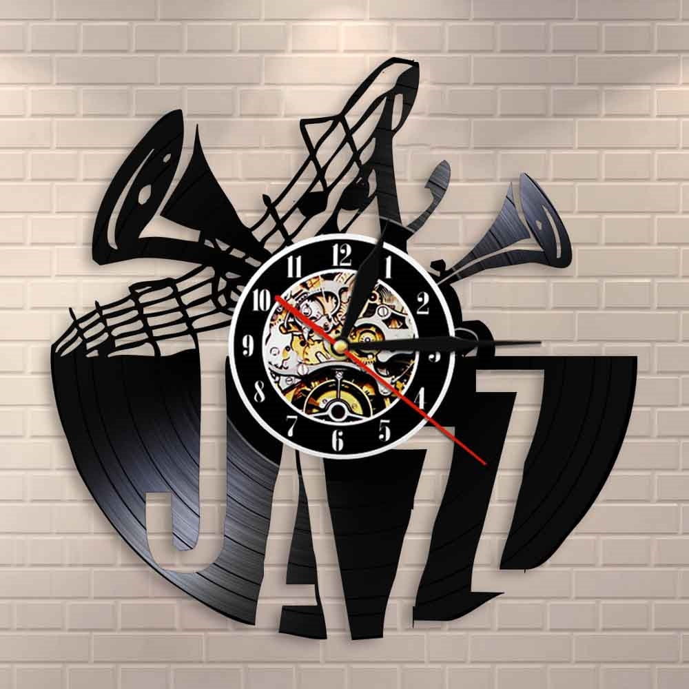 Jazz Art Minimalist Classical Music Instrument Vinyl Record Clock