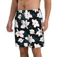 thumbnail image 2 of Kdxio Lilies Flowers Pattern Mens Casual Shorts - Drawstring Summer Beach Sports Shorts for Men, 2 of 9