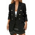 thumbnail image 4 of Casual Blazers for Women 2025 Long Sleeve Tweed Notch Lapel Collar Double Business Casual Work Office Jacket, 4 of 5