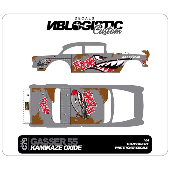 '55 CHEVY GASSER Custom Universal WaterSlide Decal for hot wheels 1/64 Scale 084