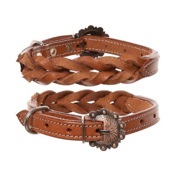 Showman Twist Braid Leather Dog Collar (Small)