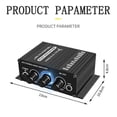 thumbnail image 4 of -270 HIFI Amplifier 2.0 Channel Home Amp Bass & Treble Adjustment Stereo Audio Home Cinema Sound System DC12V EU Plug, 4 of 5
