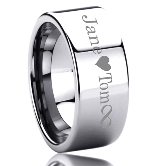 Free Engraving Men's Personalized Outside Inside Engraving Tungsten Carbide Wedding Band Ring 9mm Flat Shiny