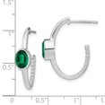 thumbnail image 7 of Auriga Fine Jewelry 14K White Gold Oval Created Emerald and Diamond J-Hoop Earrings for Women, 7 of 7