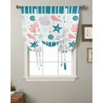 thumbnail image 2 of Turquoise Red Grey Coral Tie Up Curtains for Kitchen Bathroom Bedroom Windows 45 Inch Length, Coastal Nautical Ocean Beach Starfish Balloon Drape Curtains Shade Rod Pocket Curtain Panel, 34"x45", 2 of 7