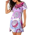 thumbnail image 2 of Uemuo Dragon Fruit Pattern Women’s Nightdress – Casual Sleep Shirt, Soft Relaxed Fit Short-Sleeved Cotton Sleepwear for Home, Bedtime, and Lounging, 2 of 6