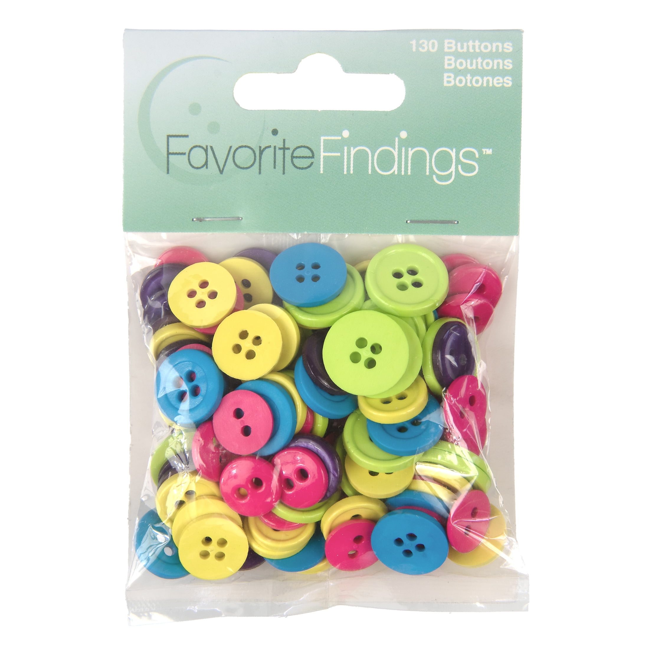 Round plastic buttons in 2 sizes in different colors - 41 pcs