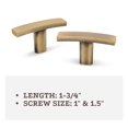 thumbnail image 3 of Idb | Aviano Modern Curved Subtle Arch Handle Pull T- Knob Antique Brass, 3 of 6