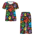 thumbnail image 5 of DISNIMO Dog Paw Printed Women's Pajama Sets Soft 2 Piece Lounge Set Short Sleeve Tops and Capri Pant Pjs for Summer, S, 5 of 7